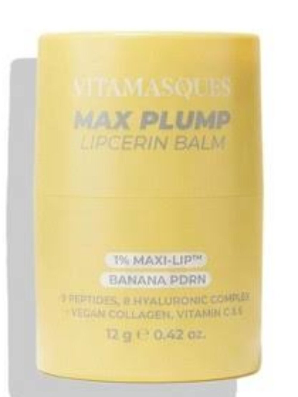 Vitamasques Max Plump Lipcerin Balm 12g 0.42 oz Banana PDRN Peptides New, Vit C